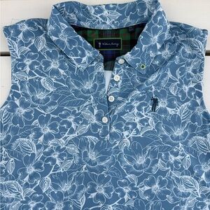 William Murray Golf Women’s Sleeveless Polo Blue Floral Print Size Small